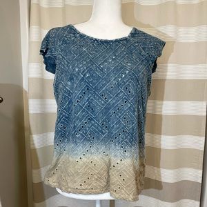 Lucky Brand Short Sleeve Open Back Top